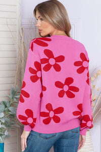 Cypress Floral Print Knitted Long Sleeve Pullover Sweater