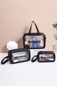 Pink WASHBAG Print Clear Frosted Waterproof Bag Set