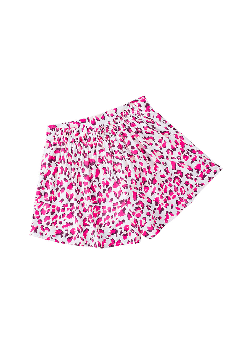 Rose Casual Leopard Print Flutter Flared Shorts