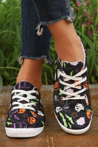 Bright White Halloween Ghouls & Pumpkin Sneakers