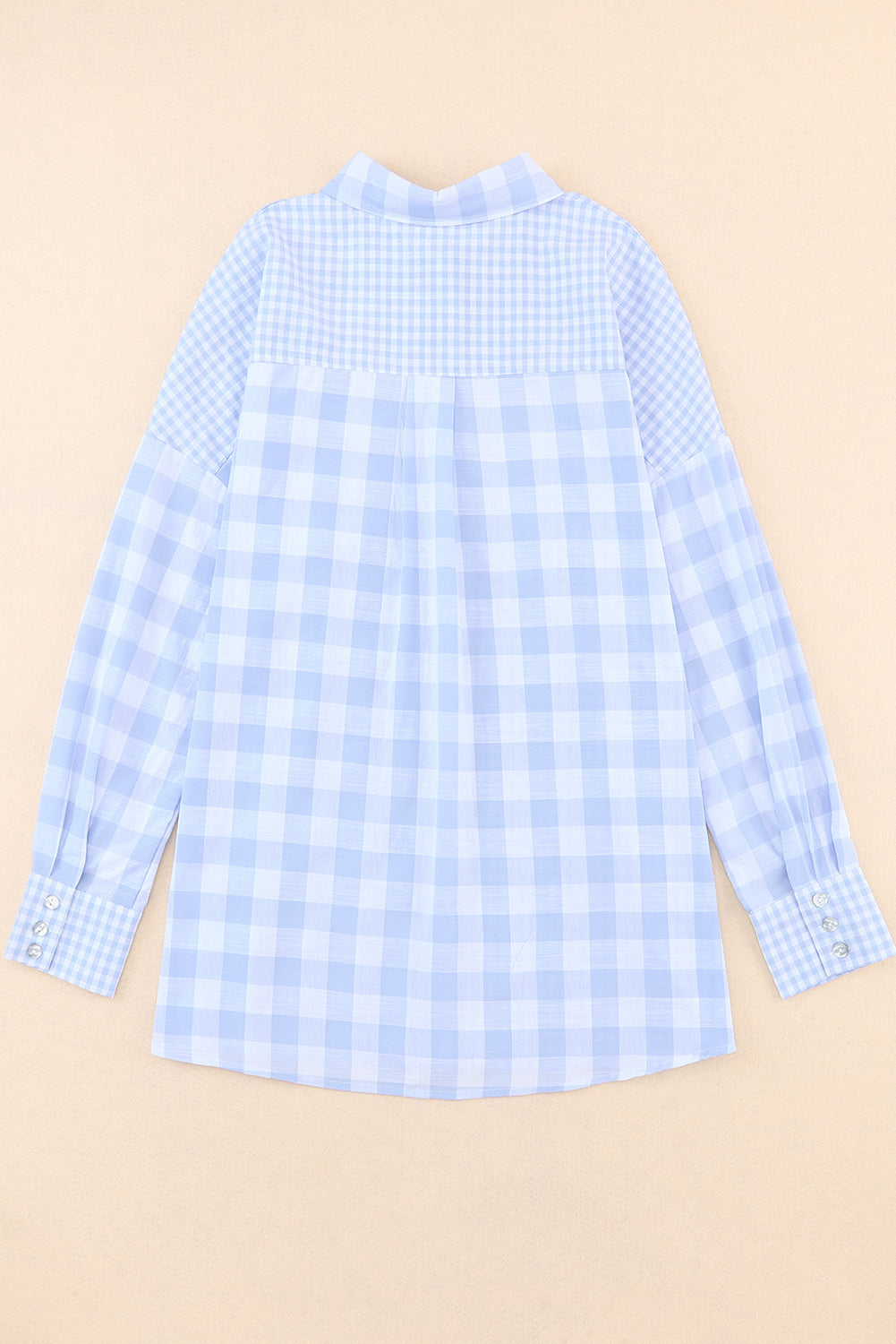 Pink Mix Checked Pocket Patchwork Long Sleeve Shacket