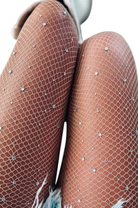 Flesh Sexy Rhinestone Fishnet Pantyhose