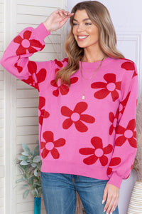 Cypress Floral Print Knitted Long Sleeve Pullover Sweater