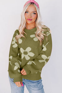 Cypress Floral Print Knitted Long Sleeve Pullover Sweater