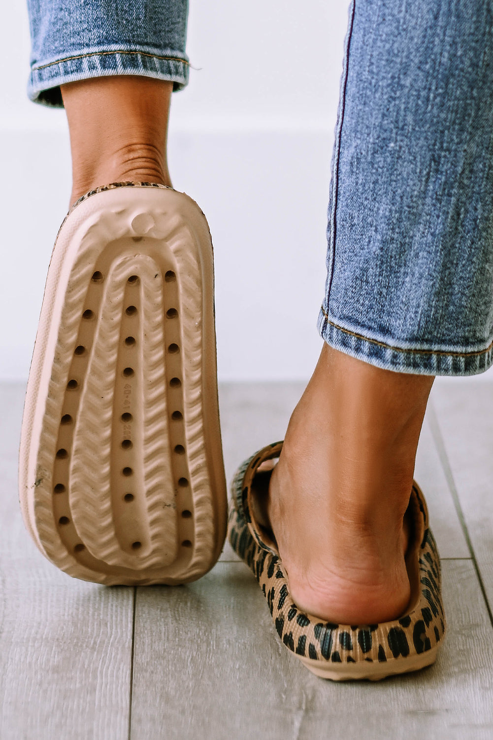 Pink Leopard Cloud Slides Thick Sole Flat Slippers