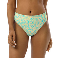 MIAMI ECO HIGH WAISTED BIKINI BOTTOM - GARDEN PARTY SKY BLUE FLORALS