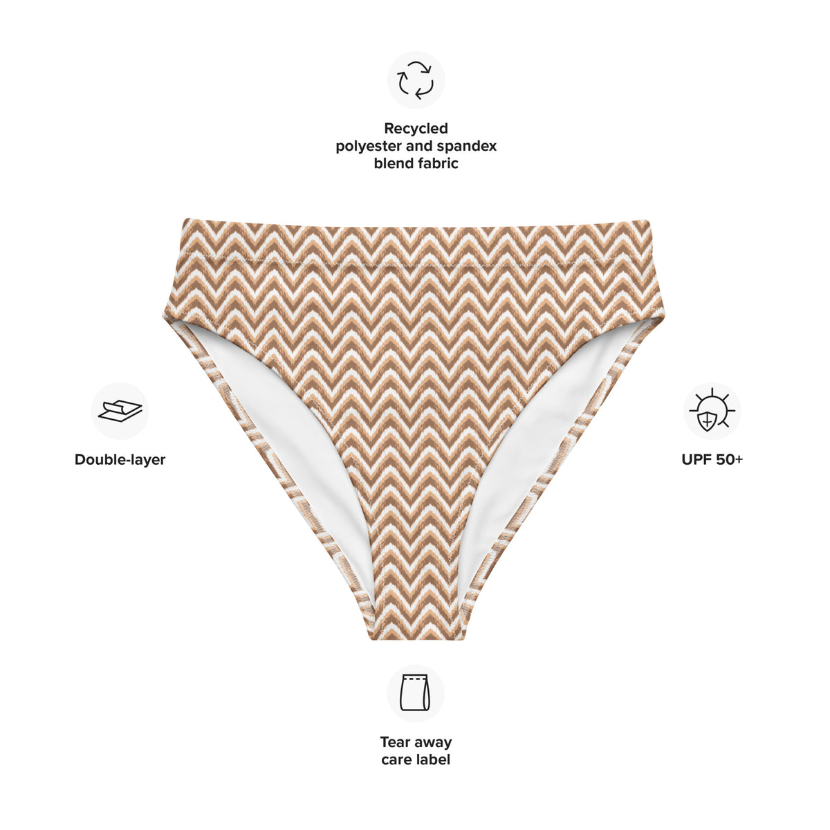 MIAMI ECO HIGH WAISTED BIKINI BOTTOM - ZIG CHOCOLATE