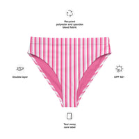 MIAMI ECO HIGH WAISTED BIKINI BOTTOM - PINK STRIPES