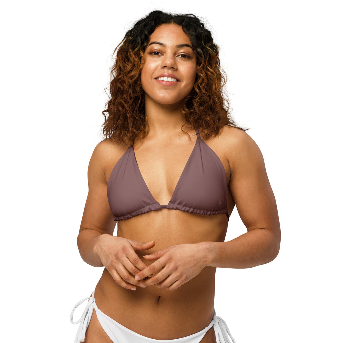 TRIANGLE STRING BIKINI TOP ECO - CHOCOLATE