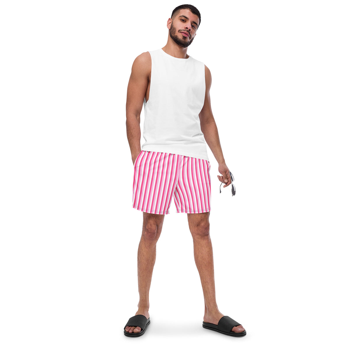 ECO MEN'S SWIM SHORTS - PINK STRIPES