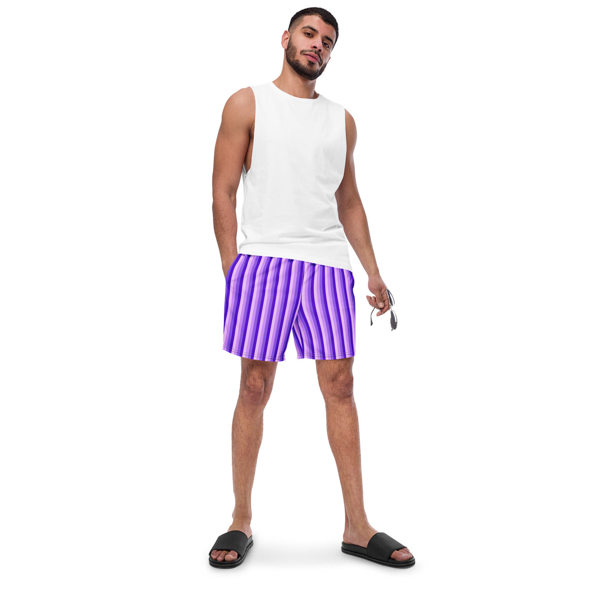 ECO MEN'S SWIM SHORTS - PURPLE STRIPES