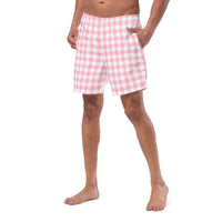 ECO MEN'S SWIM SHORTS | PINK GINGHAM