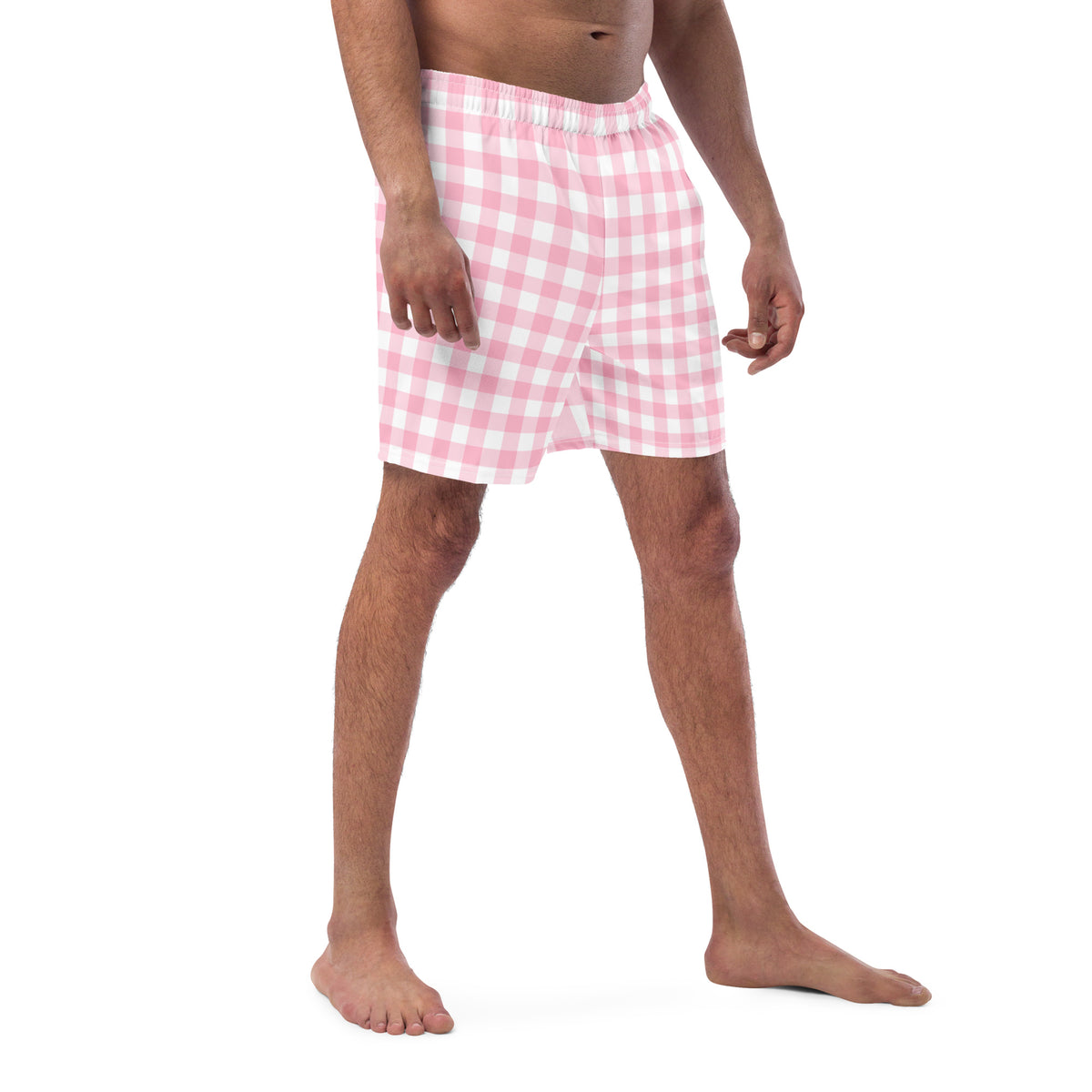 ECO MEN'S SWIM SHORTS | PINK GINGHAM