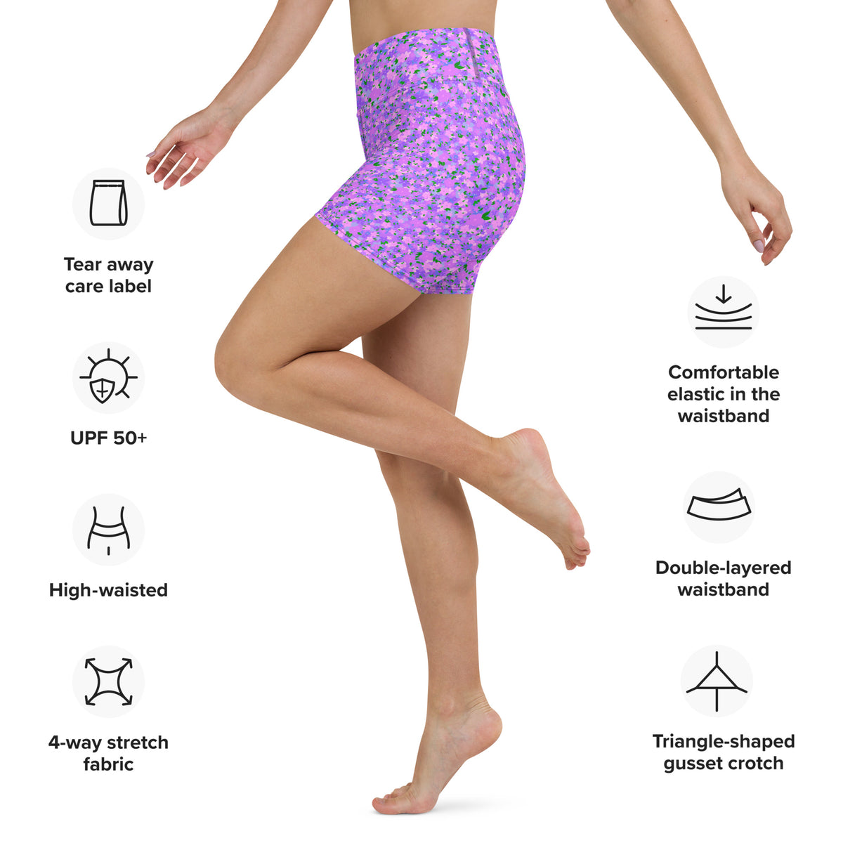 ECO BIKE SHORTS - DITSY PURPLES