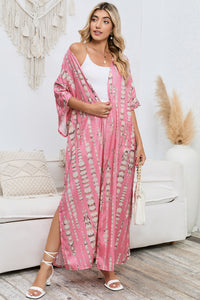 Pink Bohemian Tie Dye Oversize Long Kimono