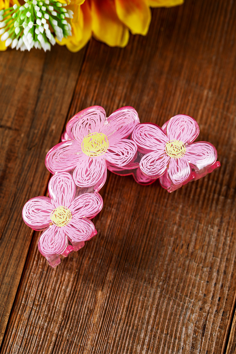 Pink Sweet Flower Hair Claw Clip