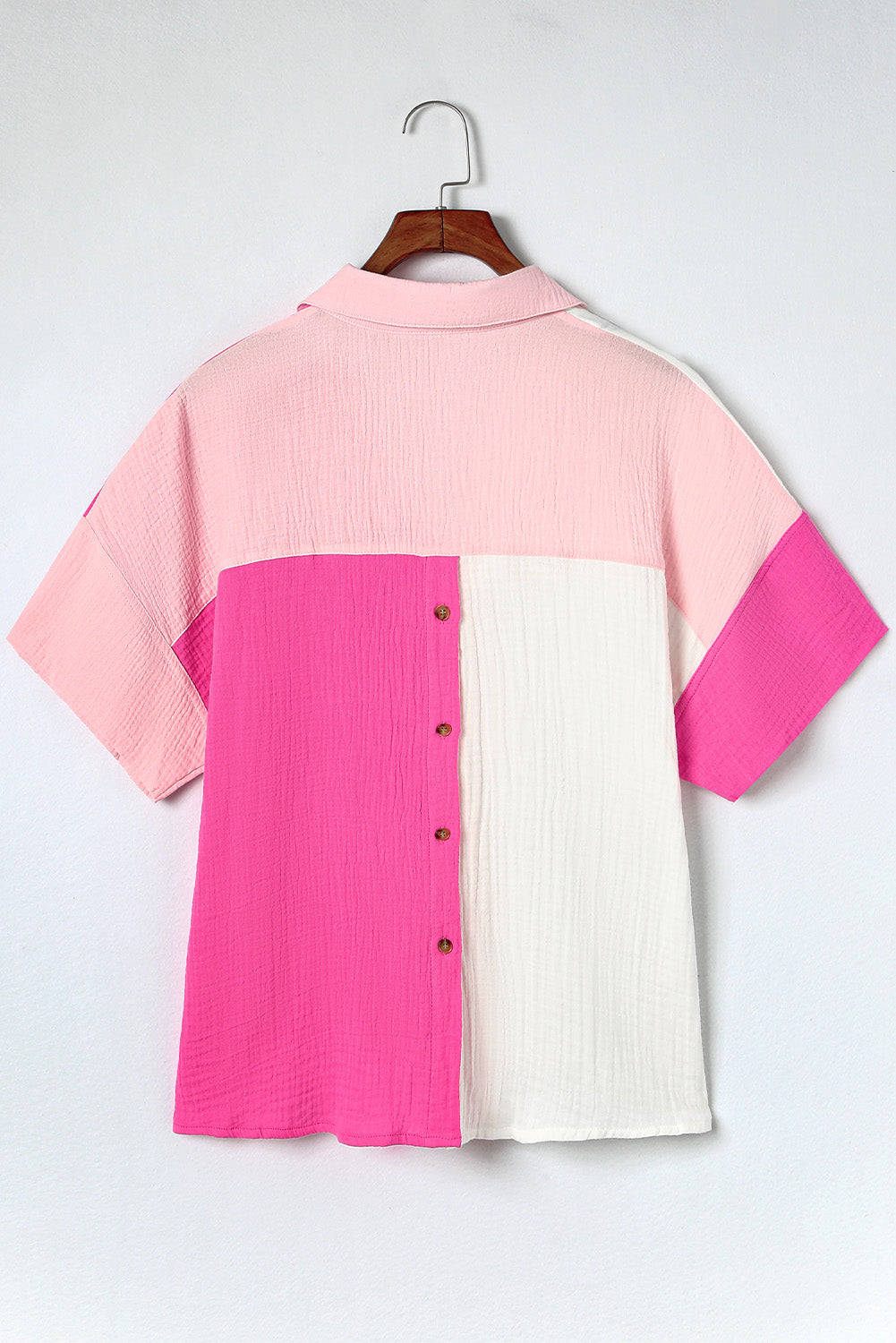 Rose Collared Neck Color Block Short Sleeve Polo Shirt