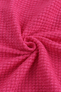 Hot Pink Pocket Buttons Front Waffle Knit Shacket