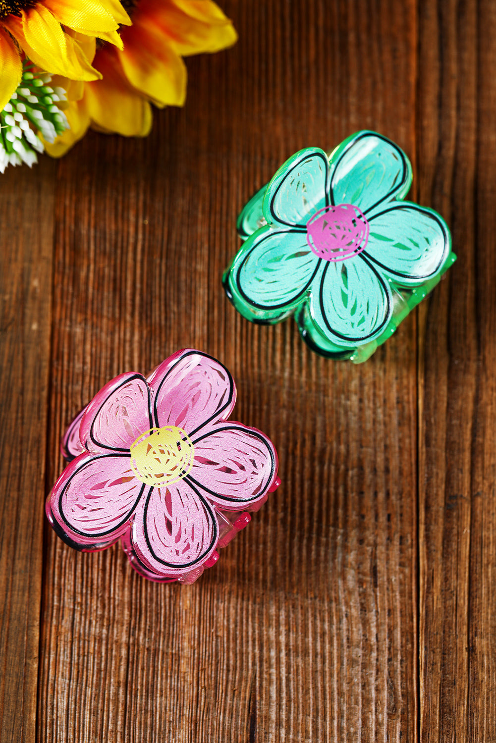 Mint Green Flower Shape Claw Hairpin