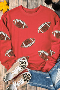 Pink Sequins Rugby Graphic Drop Shoulder Sweatshirt