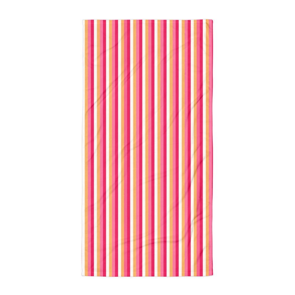 BEACH TOWEL - ORANGE RED STRIPES