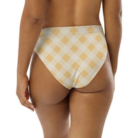 MIAMI ECO HIGH WAISTED BIKINI BOTTOM | SUNRISE GINGHAM - PINKCOLADA